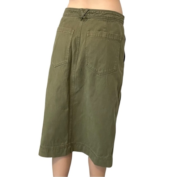 Alex Mill Neil Midi Skirt Recycled Denim High Rise Army Green Size 10 Medium - Picture 2 of 6